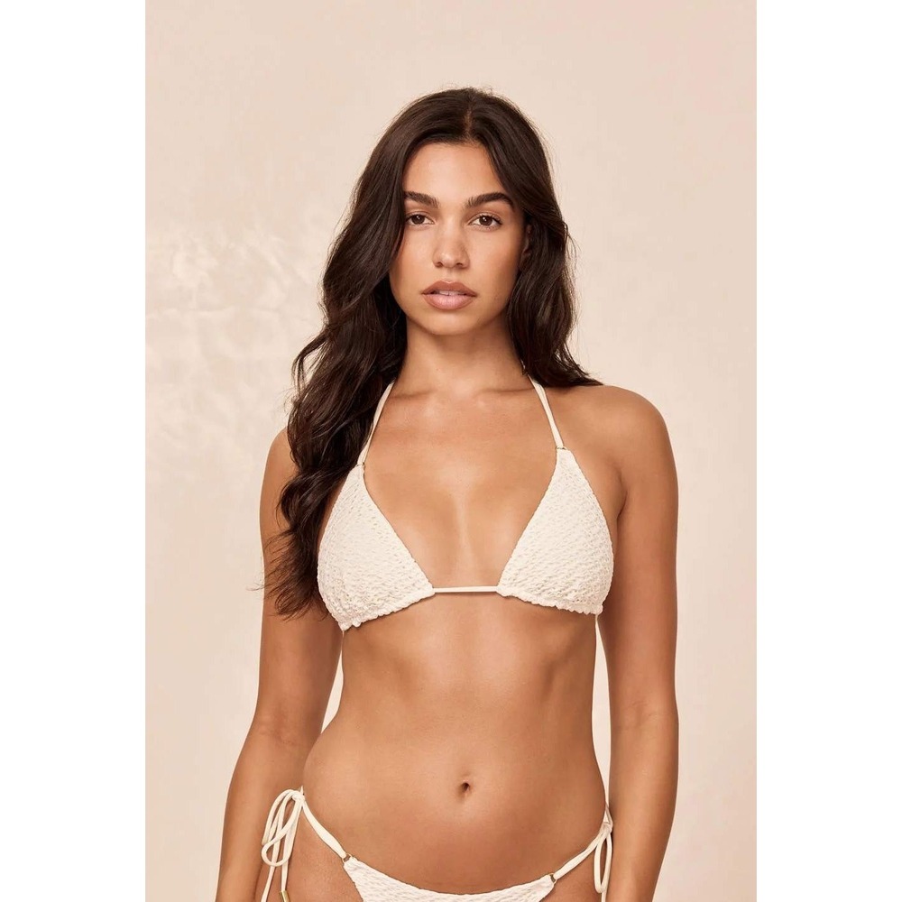 Monday Swimwear Hanalei Top Ivory Crochet Medium New With Tags